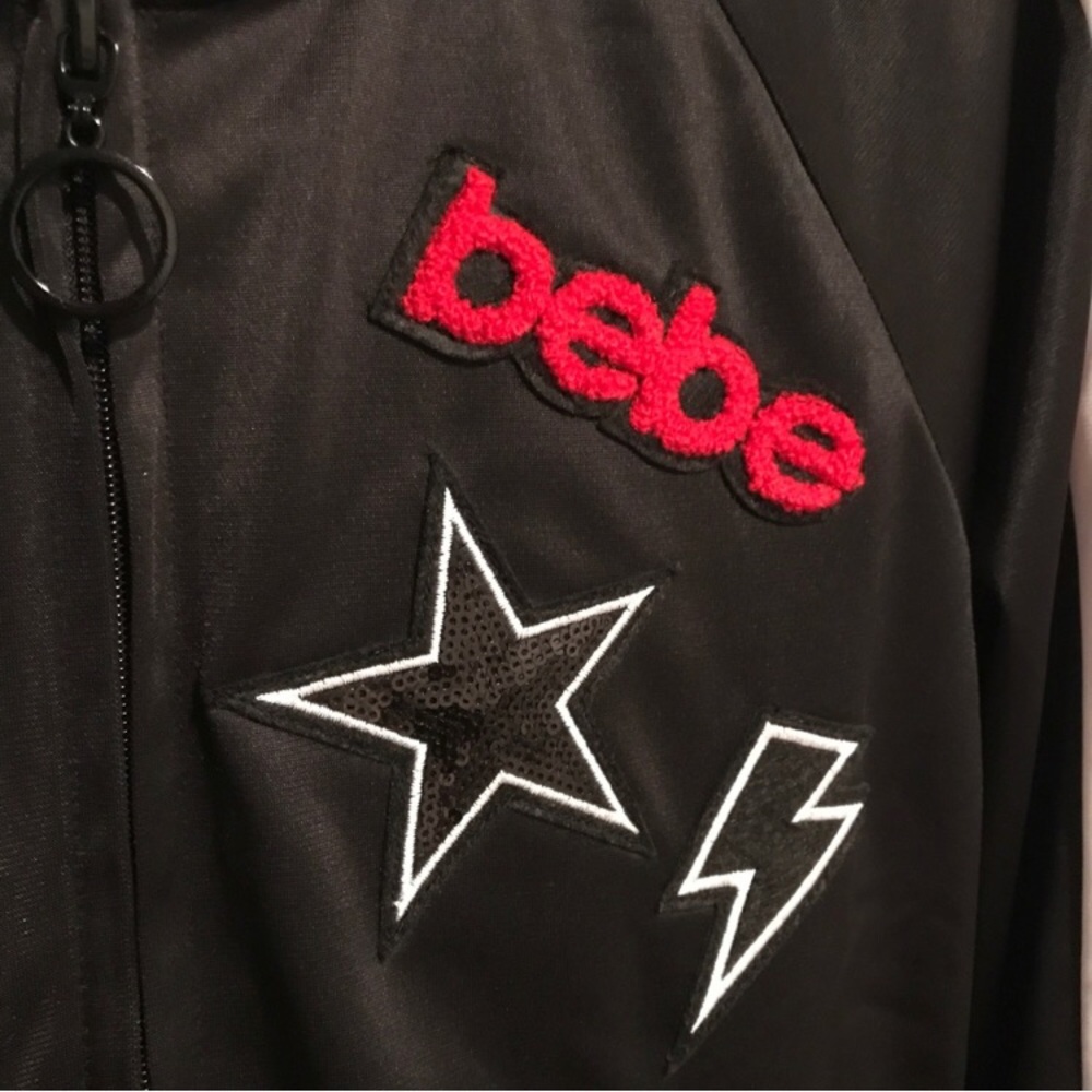 NWT Bebe Embroidered Satin Track/ Bomber Jacket - Picture 2 of 5